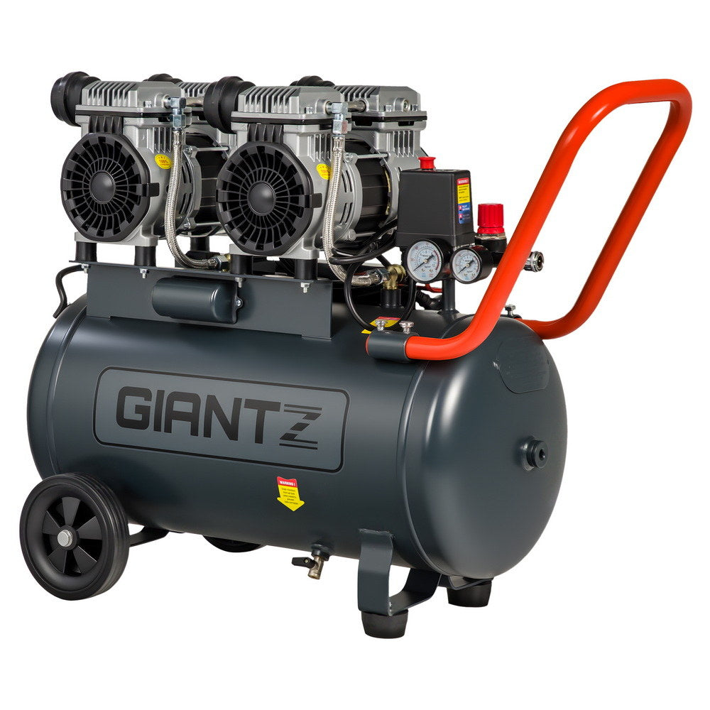 Giantz 50L Air Compressor Quiet 3.0HP Oil-Free Portable Tyre Inflator 200L/Min AC-50L-N-XL-GY