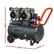Giantz 50L Air Compressor Quiet 3.0HP Oil-Free Portable Tyre Inflator 200L/Min AC-50L-N-XL-GY