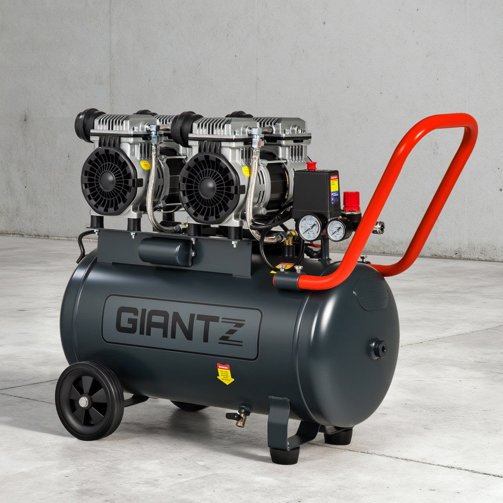 Giantz 50L Air Compressor Quiet 3.0HP Oil-Free Portable Tyre Inflator 200L/Min AC-50L-N-XL-GY