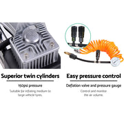 Giantz Air Compressor 12V 4x4 Tyre 85L/min Deflator Inflator Car Truck Portable AC-85L-SL
