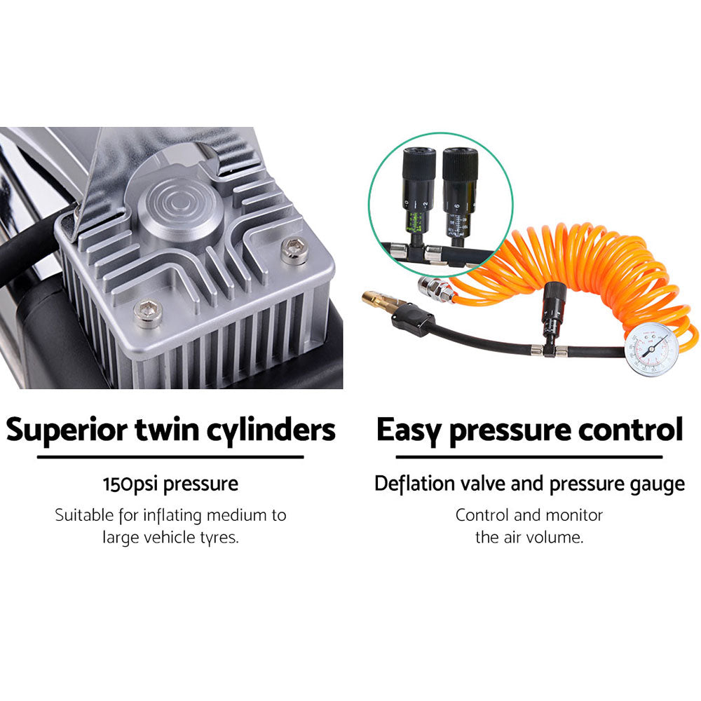 Giantz Air Compressor 12V 4x4 Tyre 85L/min Deflator Inflator Car Truck Portable AC-85L-SL