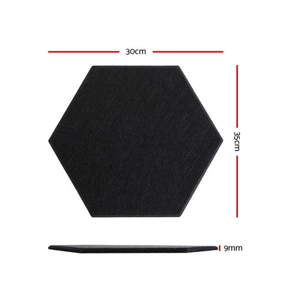 Alpha Acoustic Foam 12pcs 35x30x0.9cm Soundproof Absorption Panel Adhesive Black AF-HEX-12-BK