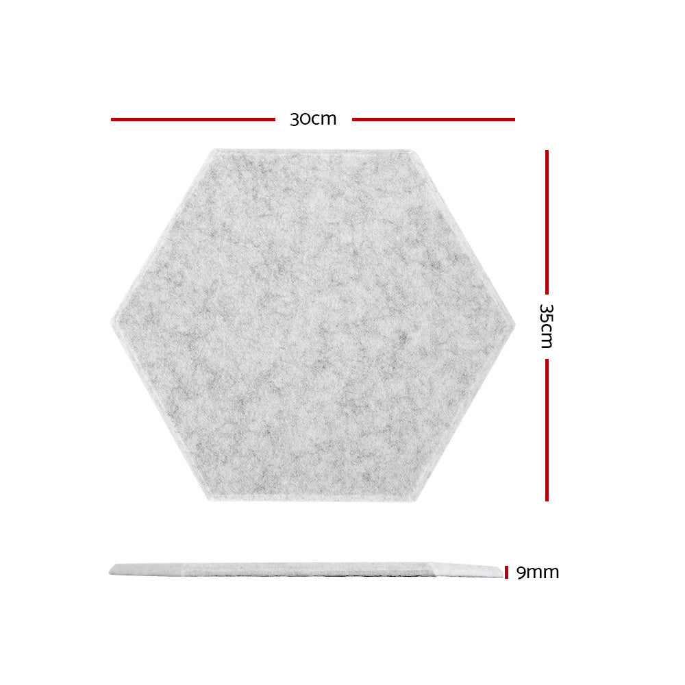 Alpha Acoustic Foam 12pcs 35x30x0.9cm Soundproof Absorption Panel Adhesive Grey AF-HEX-12-GR