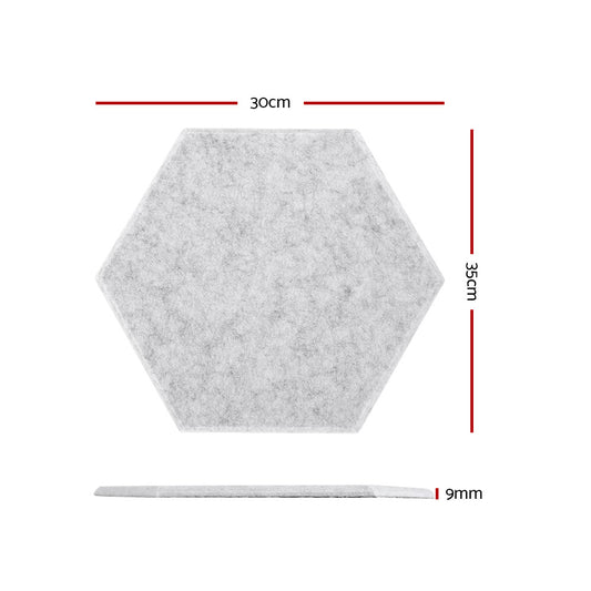 Alpha Acoustic Foam 12pcs 35x30x0.9cm Soundproof Absorption Panel Adhesive Grey AF-HEX-12-GR