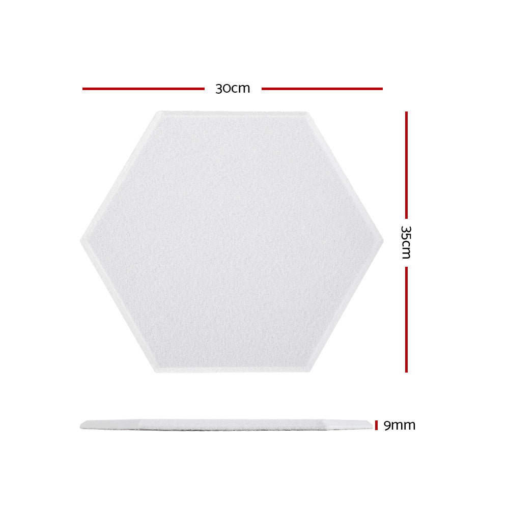 Alpha Acoustic Foam 12pcs 35x30x0.9cm Soundproof Absorption Panel Adhesive White AF-HEX-12-WH