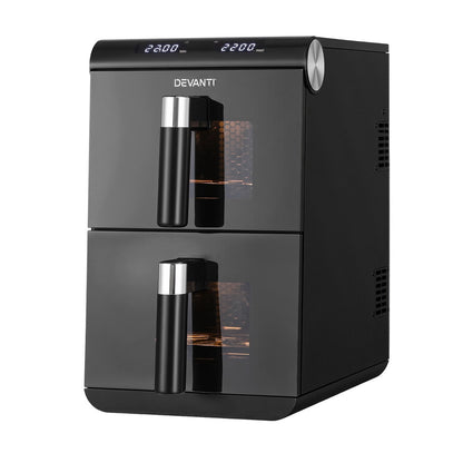 Devanti Air Fryer Oven 11L Dual Zone Fryers AF-K-11L-BK