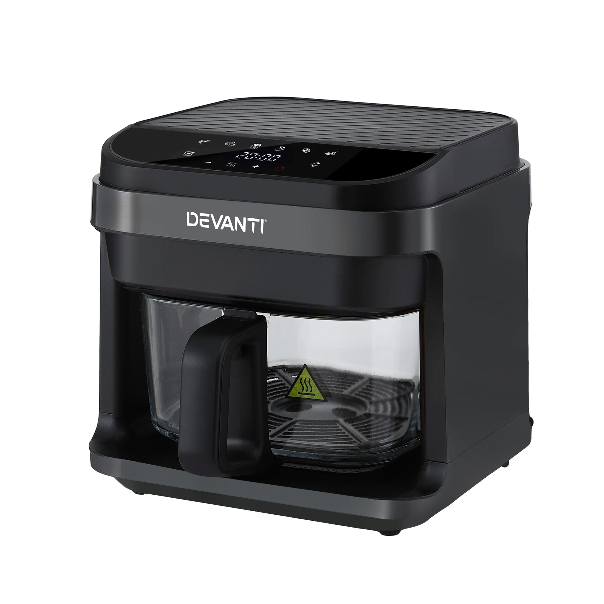 Devanti Air Fryer 5.5L Touch Control Electric Cooker 1200W Black AF-K-F-39TX-GLS-BK