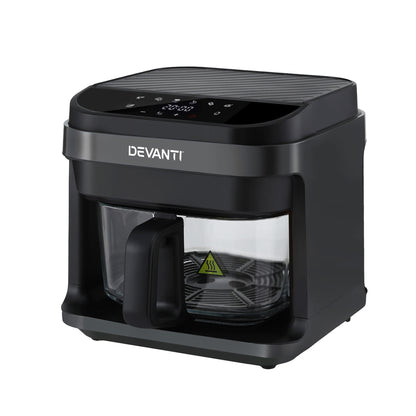 Devanti Air Fryer 5.5L Touch Control Electric Cooker 1200W Black AF-K-F-39TX-GLS-BK