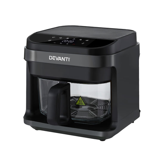 Devanti Air Fryer 5.5L Touch Control Electric Cooker 1200W Black AF-K-F-39TX-GLS-BK