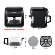 Devanti Air Fryer 5.5L Touch Control Electric Cooker 1200W Black AF-K-F-39TX-GLS-BK