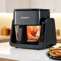 Devanti 2-IN-1 Air Fryer 5.5L Dual Zone Fryers Electric Cooker with Top BBQ Grill & Bot AF-K-F-538T-GLS-BK