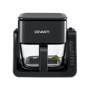 Devanti 2-IN-1 Air Fryer 5.5L Dual Zone Fryers Electric Cooker with Top BBQ Grill & Bot AF-K-F-538T-GLS-BK