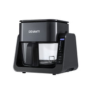 Devanti 2-IN-1 Air Fryer 5.5L Dual Zone Fryers Electric Cooker with Top BBQ Grill & Bot AF-K-F-538T-GLS-BK