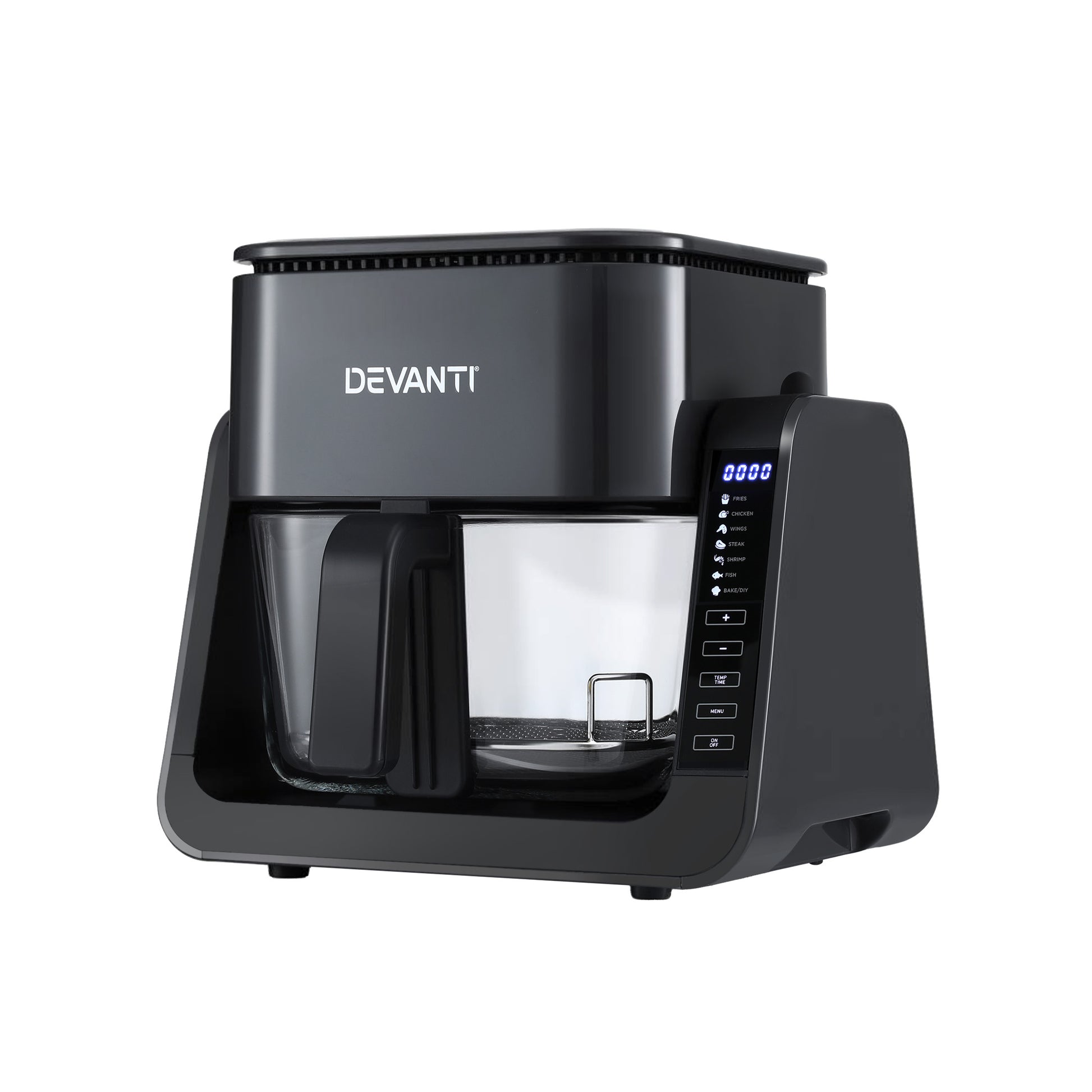 Devanti 2-IN-1 Air Fryer 5.5L Dual Zone Fryers Electric Cooker with Top BBQ Grill & Bot AF-K-F-538T-GLS-BK