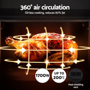 Devanti Air Fryer 10L LCD Kitchen Oven AF-K-G-10L-BK-SS