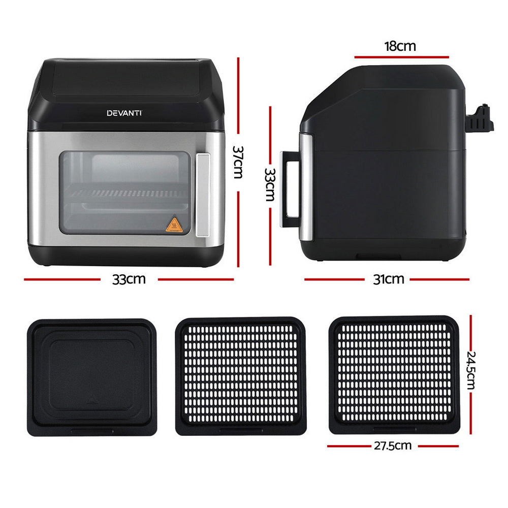Devanti Air Fryer 13L LCD Fryers Oven AF-K-G-13L-BK