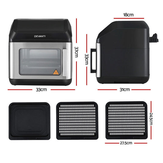 Devanti Air Fryer 13L LCD Fryers Oven AF-K-G-13L-BK