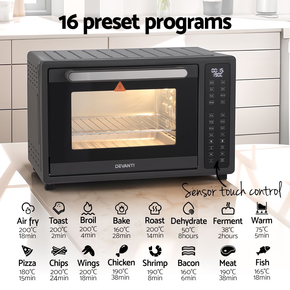 Devanti Air Fryer 32L W/ LCD Touch Oven 1700W AF-K-G-32L-BK
