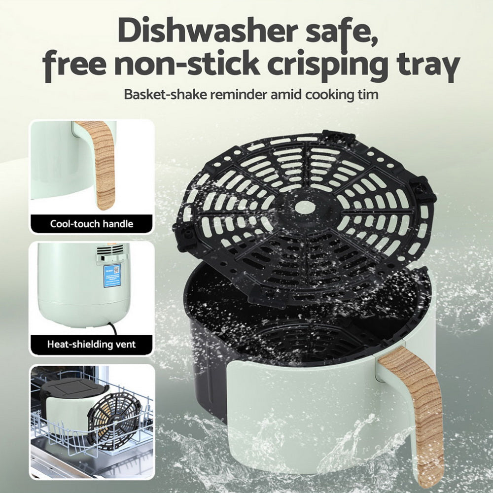 Devanti 5L Air Fryer Touch Control 1700W Green AF-K-G-5L-BU