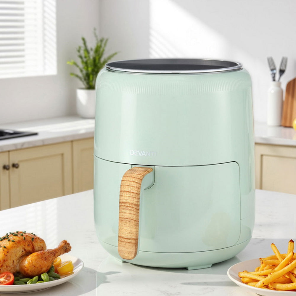 Devanti 5L Air Fryer Touch Control 1700W Green AF-K-G-5L-BU