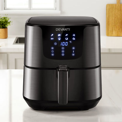 Devanti Air Fryer 7L LCD Fryers Black AF-K-G-5T6-SS-BK