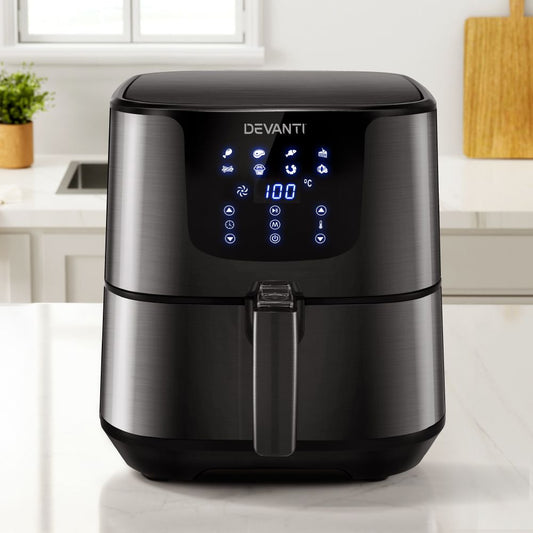 Devanti Air Fryer 7L LCD Fryers Black AF-K-G-5T6-SS-BK