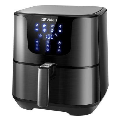 Devanti Air Fryer 7L LCD Fryers Black AF-K-G-5T6-SS-BK