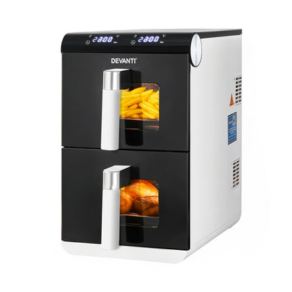 Devanti Air Fryer Oven 11L Dual Zone Fryers AF-K-J-11L-WH