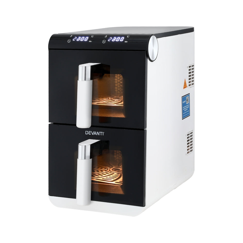 Devanti Air Fryer Oven 11L Dual Zone Fryers AF-K-J-11L-WH