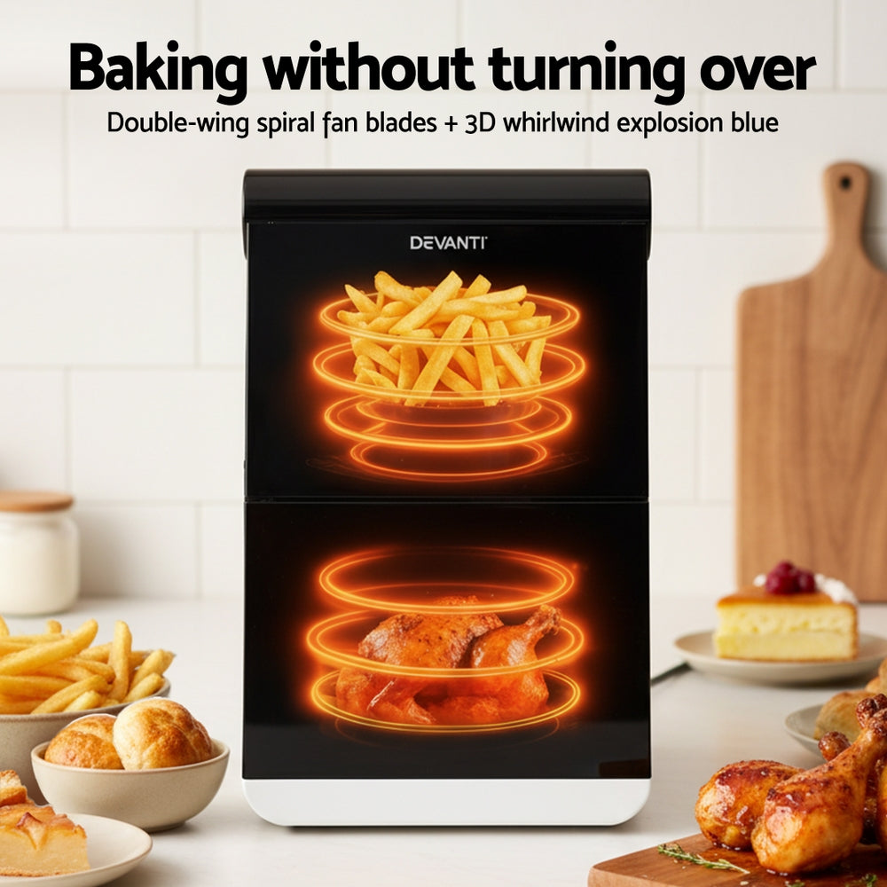 Devanti Air Fryer Oven 11L Dual Zone Fryers AF-K-J-11L-WH