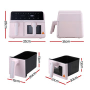 Devanti Air Fryer 9L Dual Zone Fryers 2600W Pink AF-K-J-902DT-PK