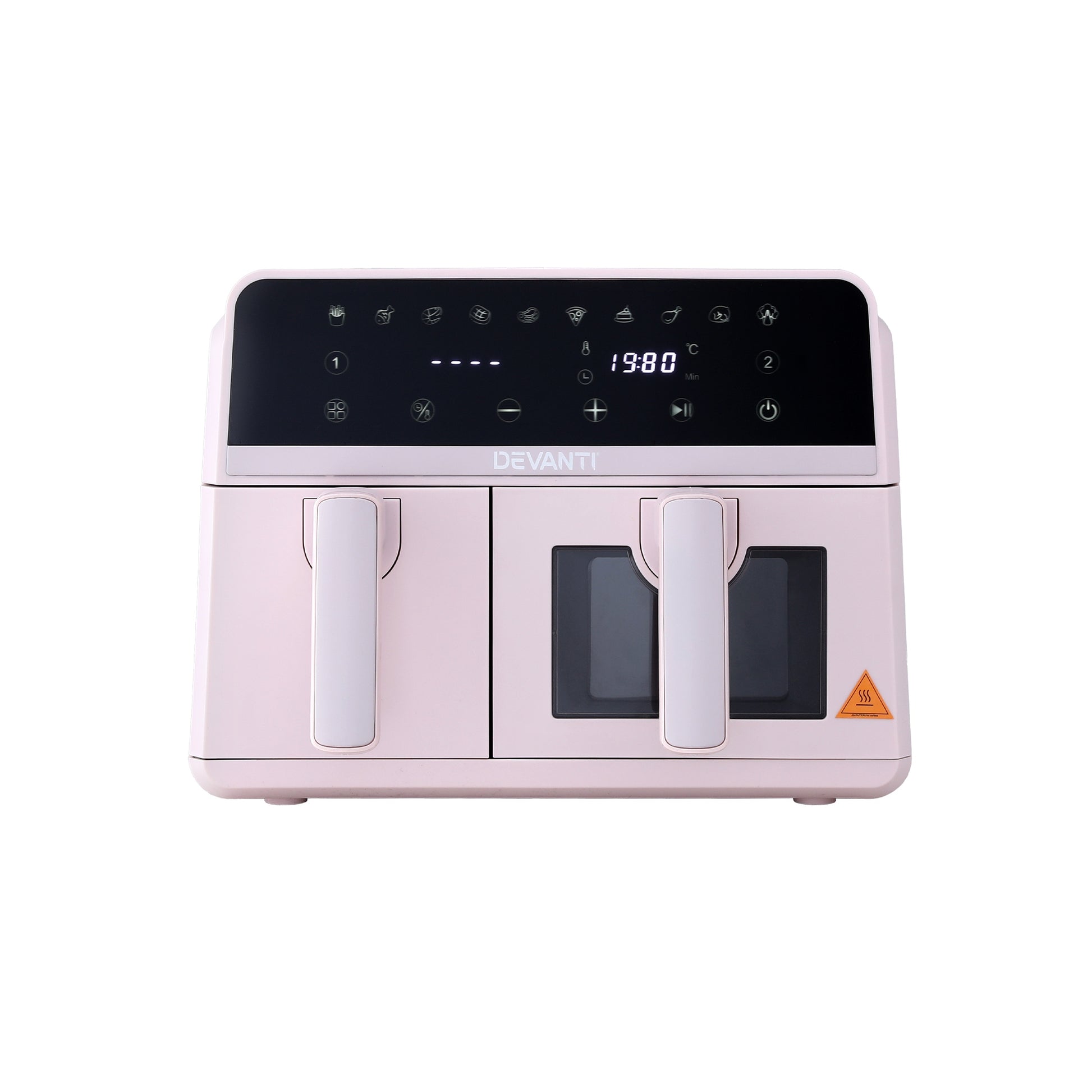Devanti Air Fryer 9L Dual Zone Fryers 2600W Pink AF-K-J-902DT-PK