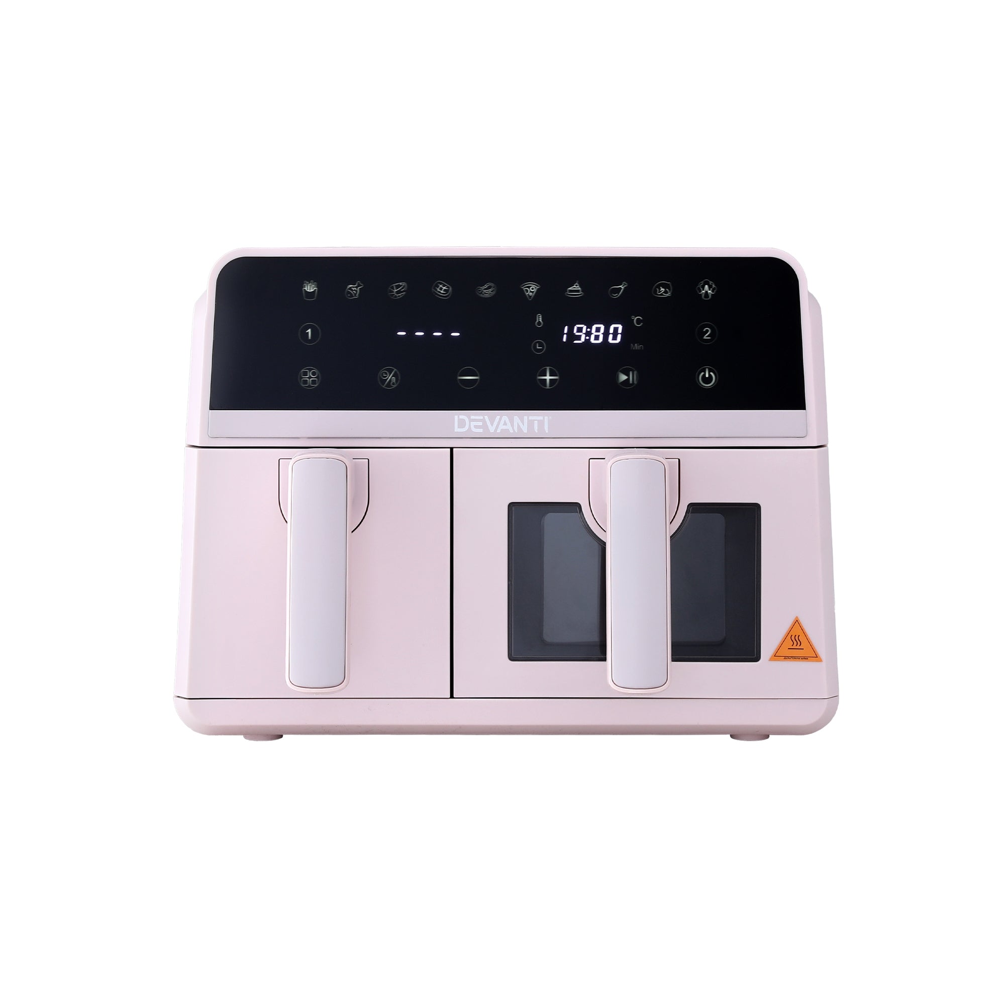 Devanti Air Fryer 9L Dual Zone Fryers 2600W Pink AF-K-J-902DT-PK