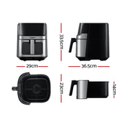 Devanti Air Fryer 6.5L LCD Fryers Clear Window AF-K-J-NA5ST-BK-SS