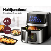 Devanti Air Fryer 6.5L LCD Fryers Clear Window AF-K-J-NA5ST-BK-SS