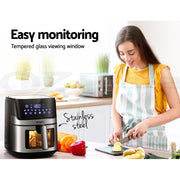 Devanti Air Fryer 6.5L LCD Fryers Clear Window AF-K-J-NA5ST-BK-SS