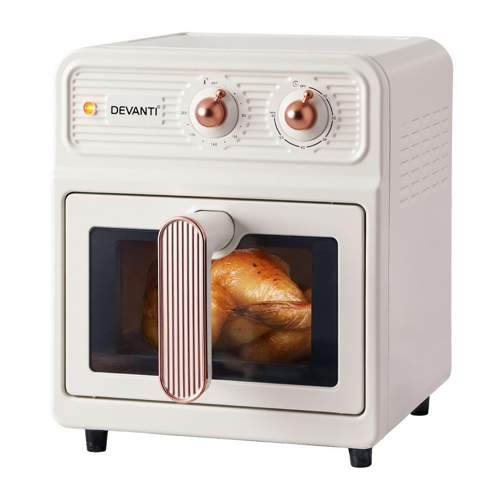 Devanti 6L Air Fryer Knob Control 1700W Cream AF-K-K-6L-CR