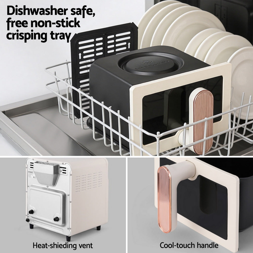 Devanti 6L Air Fryer Knob Control 1700W Cream AF-K-K-6L-CR