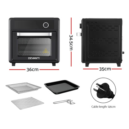 Devanti Air Fryer 20L LCD Fryers Oven AF-K-K-D20L-BK