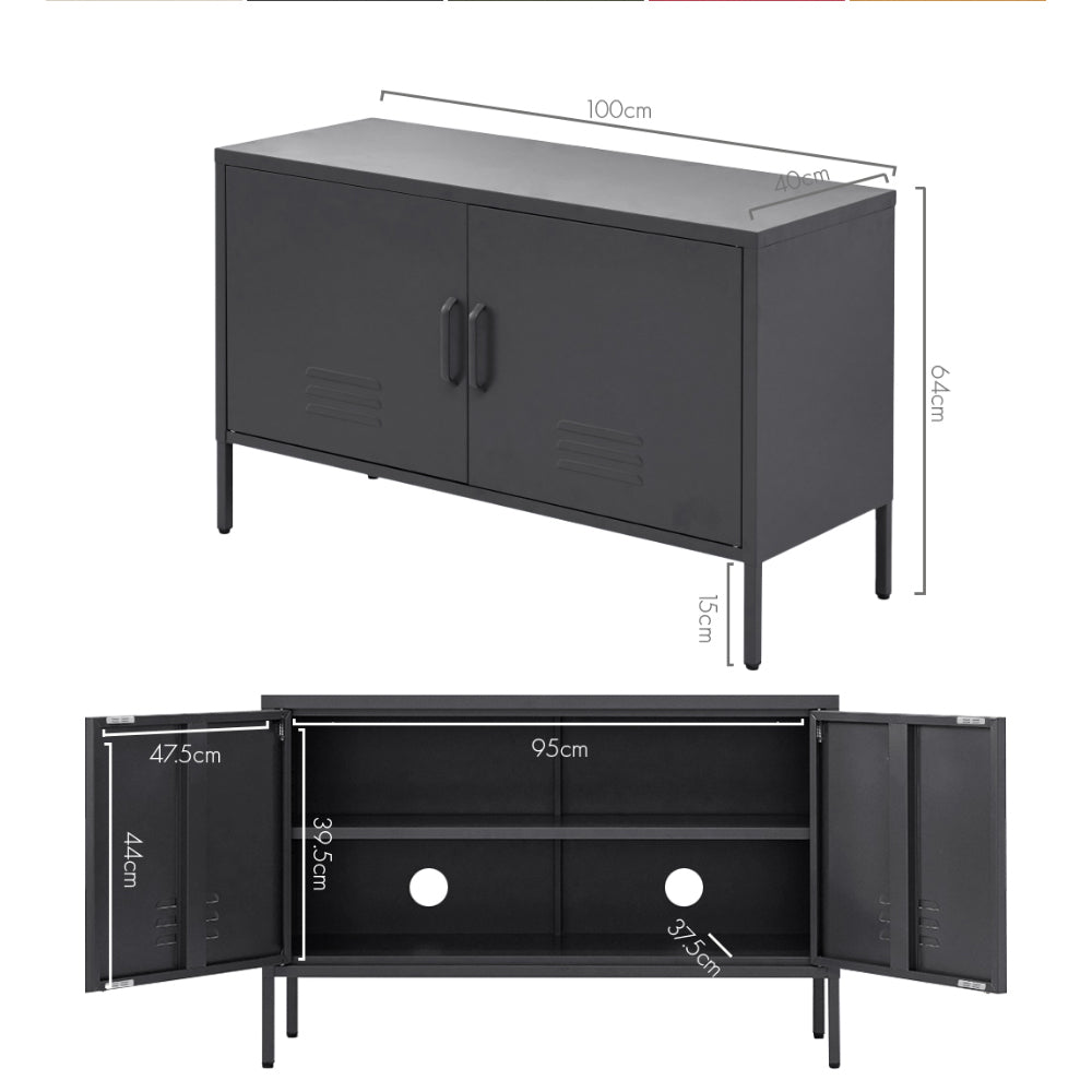 Artiss Buffet Sideboard Metal Cabinet - BASE Charcoal AI-LOCKER-LD-BK