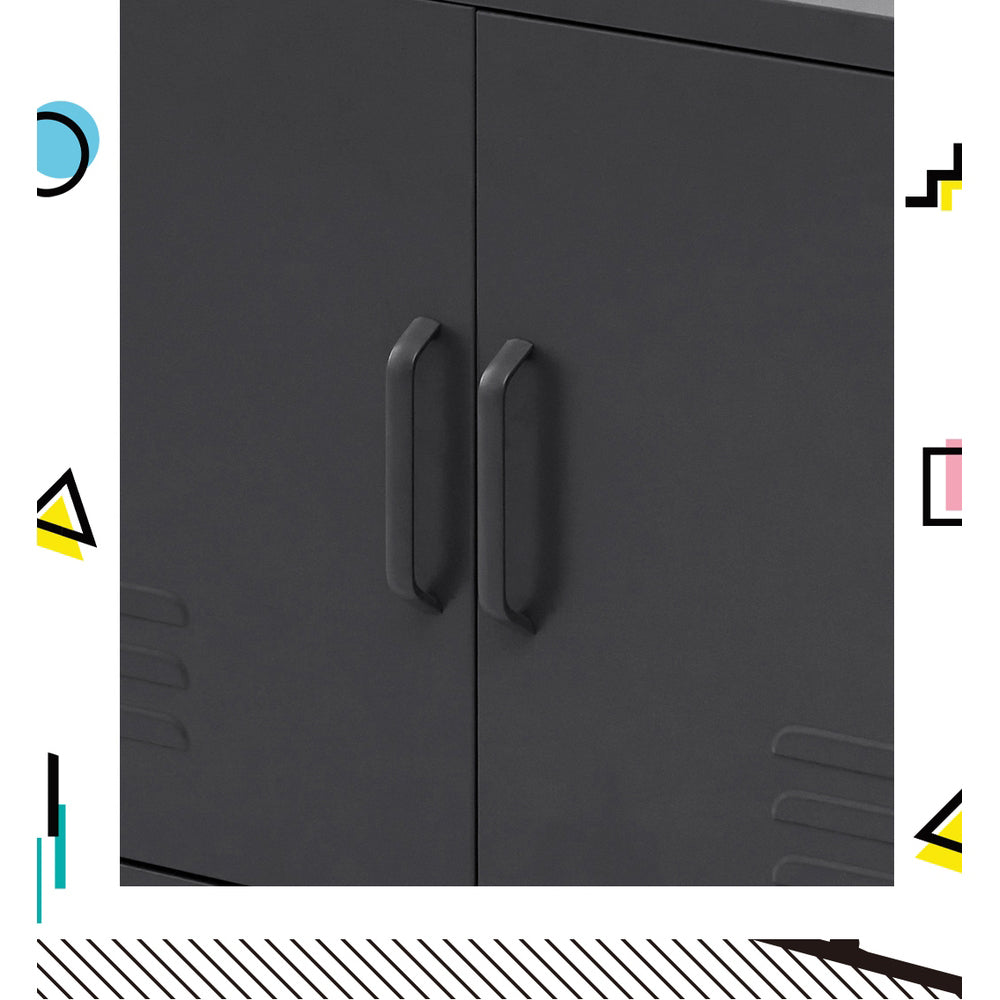 Artiss Buffet Sideboard Metal Cabinet - BASE Charcoal AI-LOCKER-LD-BK