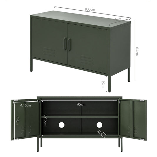Artiss Buffet Sideboard Metal Cabinet - BASE Green AI-LOCKER-LD-GN