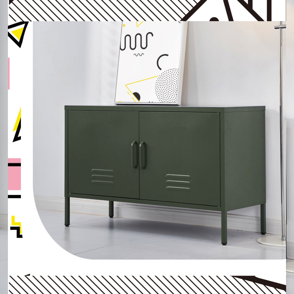 Artiss Buffet Sideboard Metal Cabinet - BASE Green AI-LOCKER-LD-GN