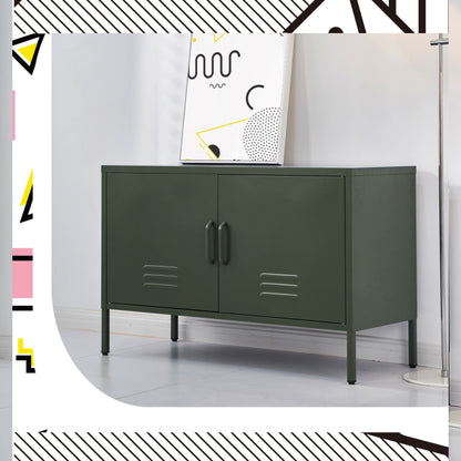 Artiss Buffet Sideboard Metal Cabinet - BASE Green AI-LOCKER-LD-GN