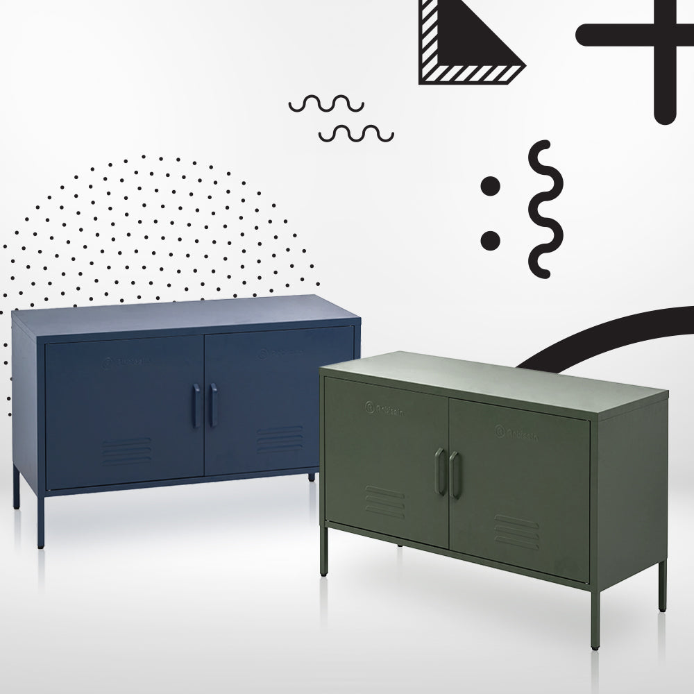 Artiss Buffet Sideboard Metal Cabinet - BASE Green AI-LOCKER-LD-GN