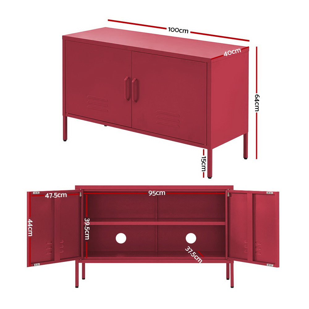 Artiss Buffet Sideboard Metal Cabinet - BASE Pink AI-LOCKER-LD-PK