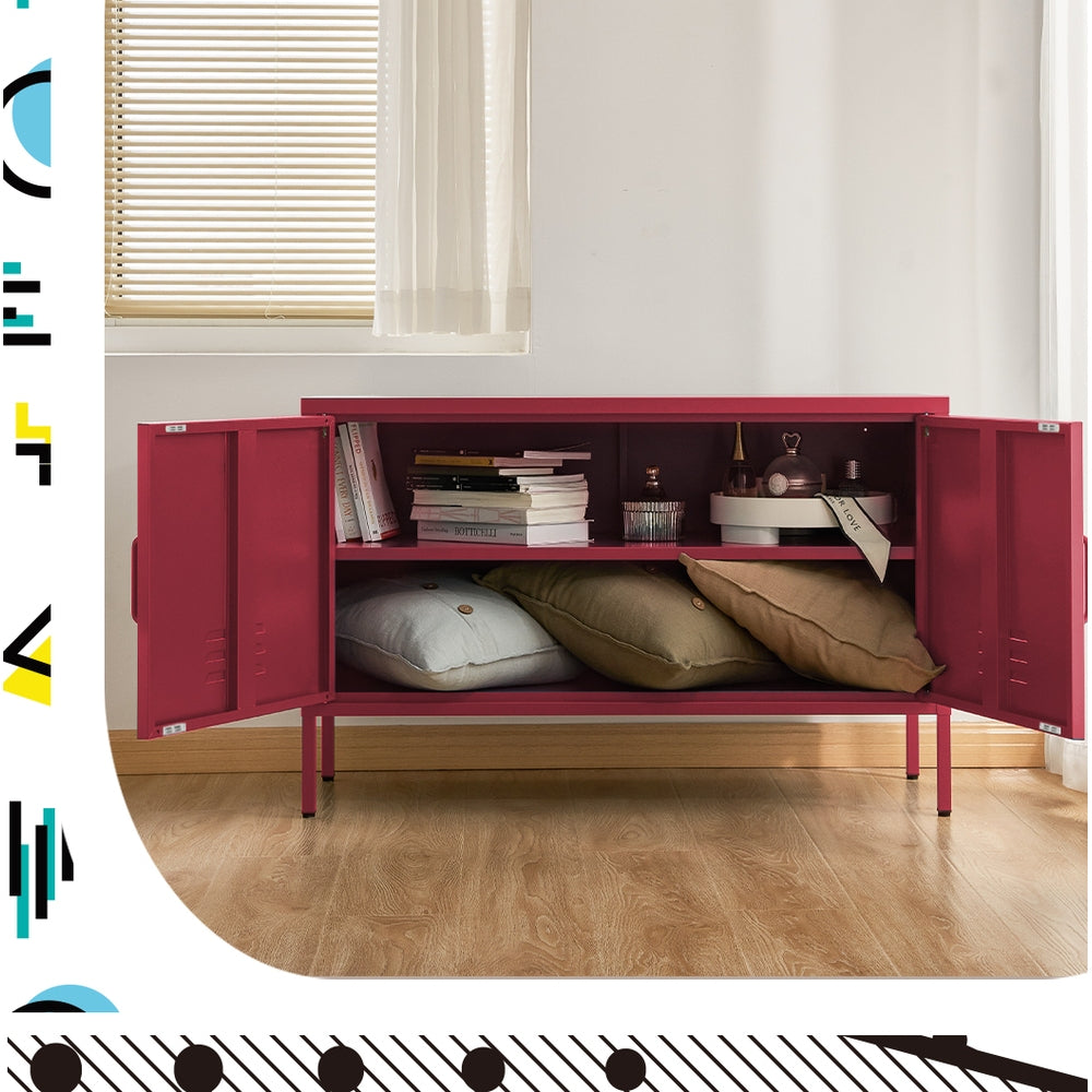Artiss Buffet Sideboard Metal Cabinet - BASE Pink AI-LOCKER-LD-PK