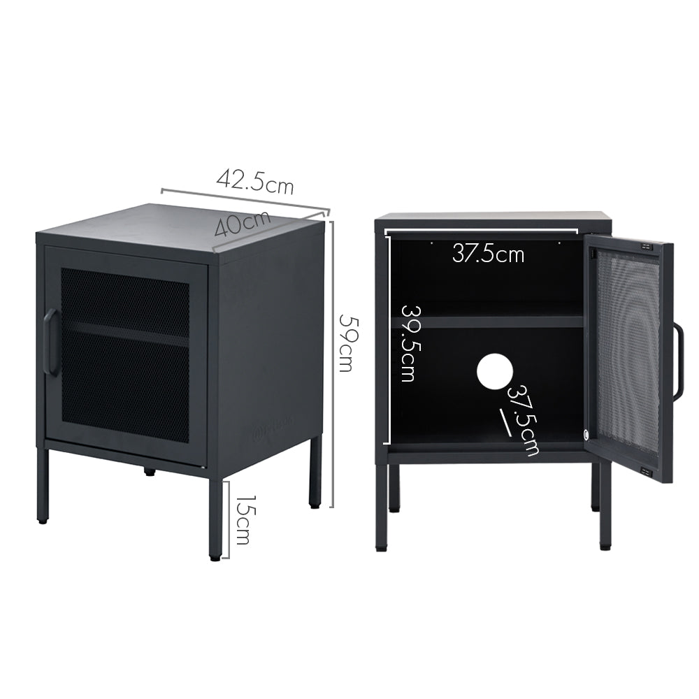 ArtissIn Bedside Table Mesh Door Cabinet - Black AI-LOCKER-M-SH-BK