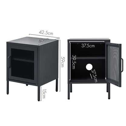 ArtissIn Bedside Table Mesh Door Cabinet - Black AI-LOCKER-M-SH-BK