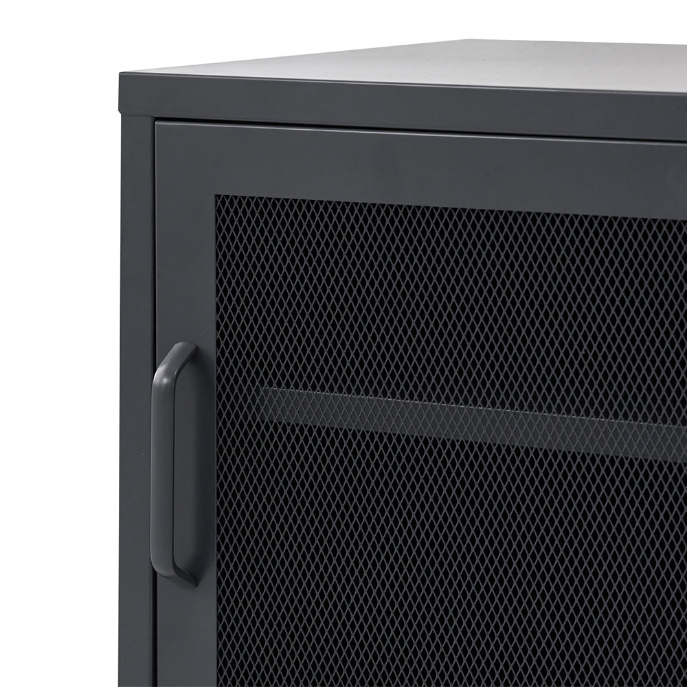 ArtissIn Bedside Table Mesh Door Cabinet - Black AI-LOCKER-M-SH-BK